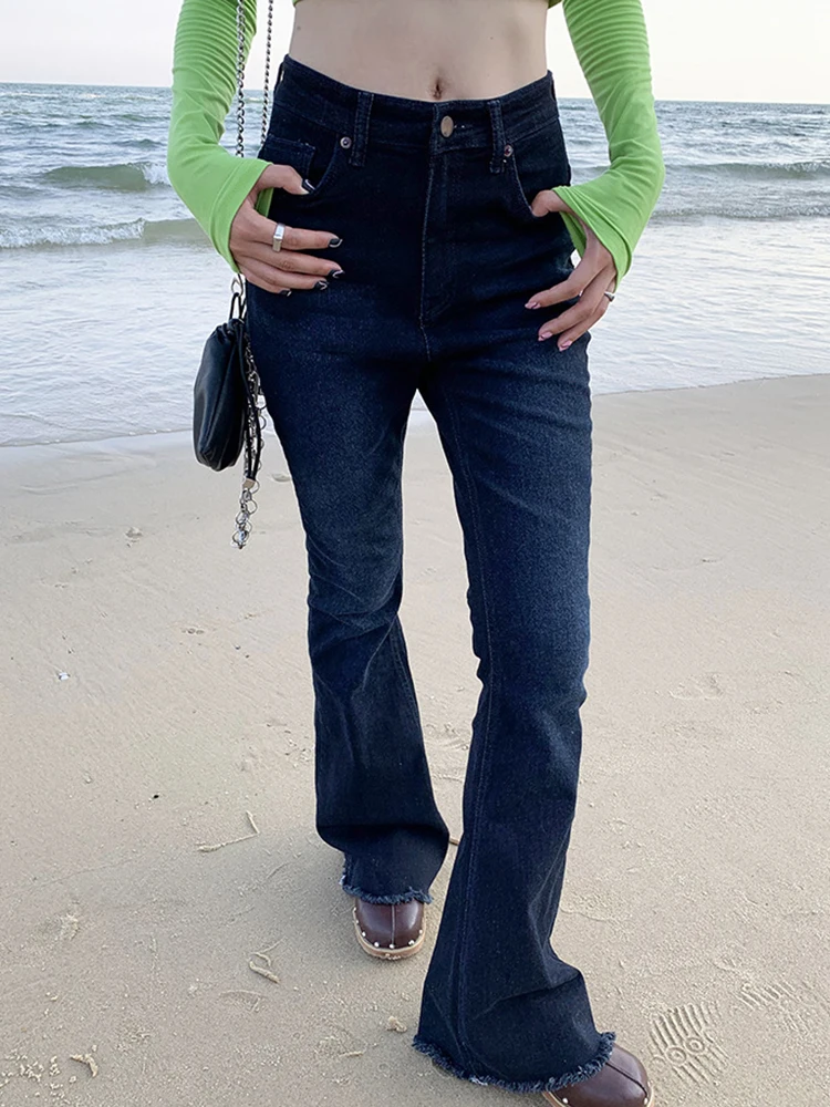 

2022 Vintage Micro Flared Pants Women Self Cultivation High Waist Wide Leg Mopping Trouser Streetwear Casual Skinny Jean Pants