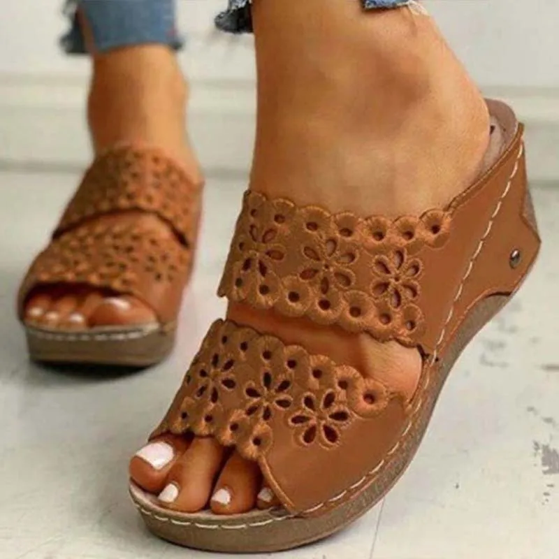 

2022 New Women Shoes Pointed Toe Sandals Soft Hollow Out Wedge Sandals Woman Pumps Shoes Slip On Women Shoe Female Footwear