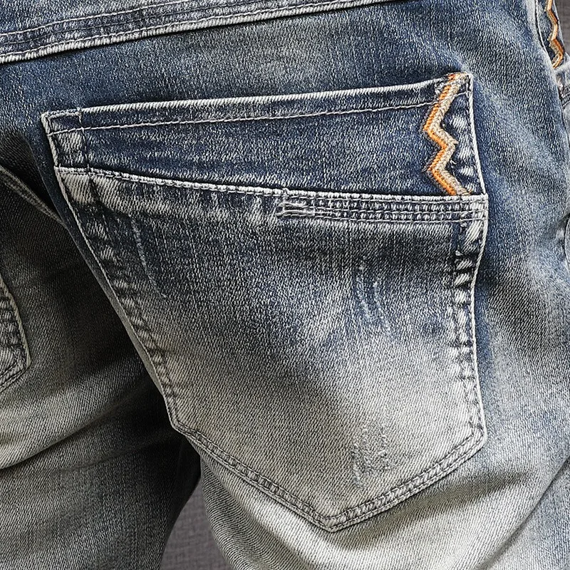 Короткие джинсы мужские винтажные уличные рваные джинсовые шорты модные