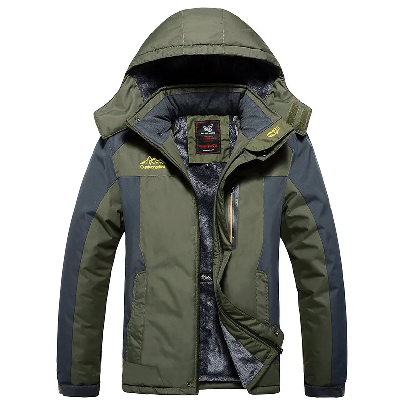 Mens 2023 Winter Fleece Warm Thick Parkas Jacket Coat Men High Quality Outdoor Outwear Waterproof Hooded Casual Parkas Men L-9XL