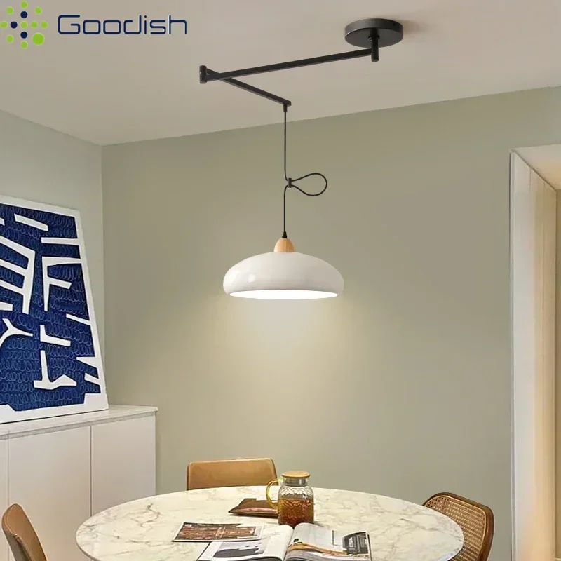 Фото Подвесные светильники Bauhaus Nordic Ambiance с регулируемым кронштейном и LED-подсветкой, художественные креативные лампы для гостиной, домашнего декора, люстра №3