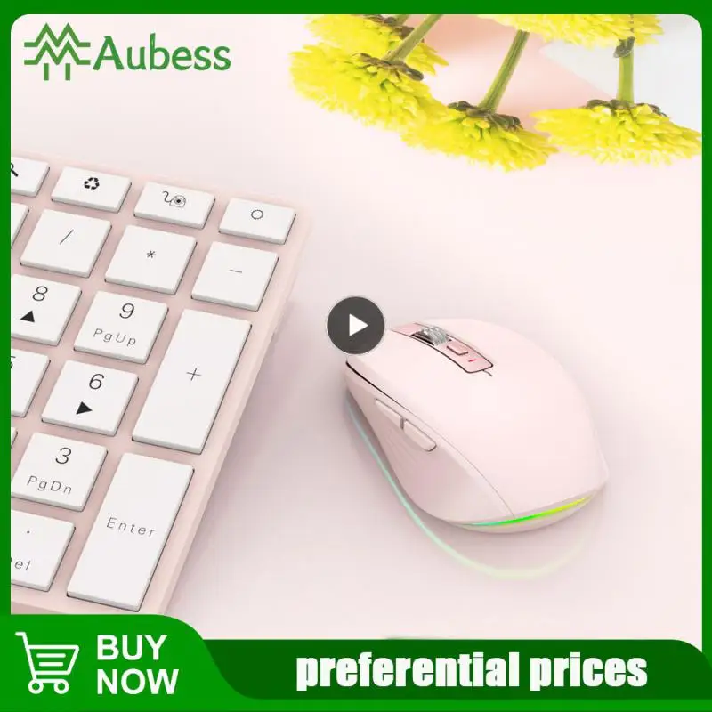 

5.01 Rgb Mouse For Gamers Rechargeable Dual Mode Mouse Mute Adjustable For Laptop Tablet Mobile Pc 700mah