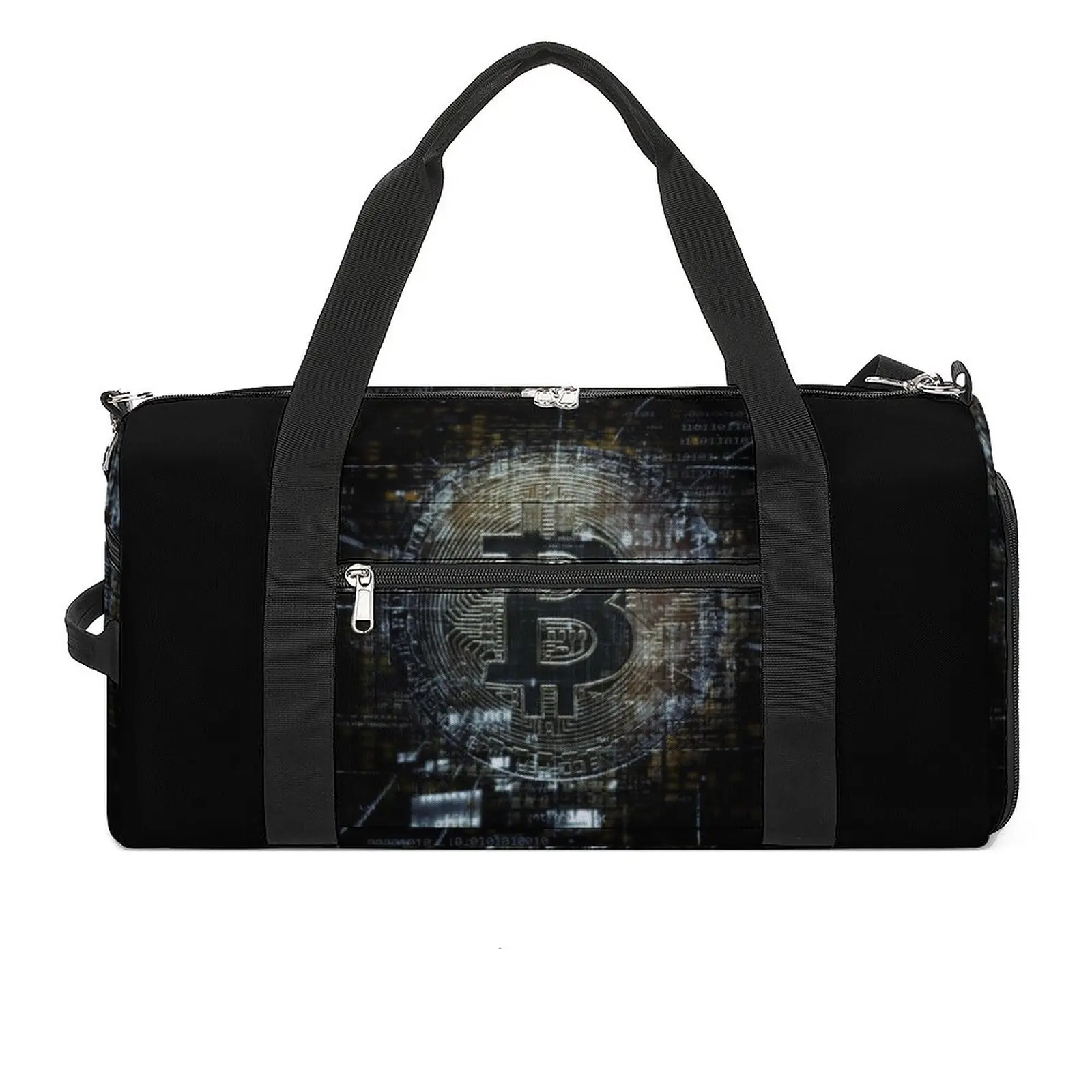 

Bitcoin Crypto Art Sports Bags Virtual Currency Travel Training Gym Bag with Shoes Colorful Handbags Custom Oxford Fitness Bag