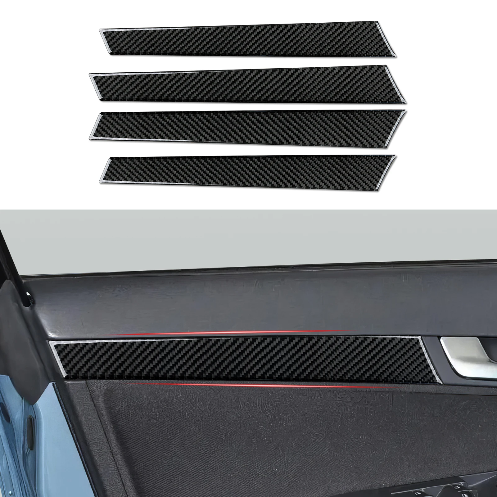 

Для Audi A3 S3 RS3 (2003-2012) дверные декоративные полоски, крышка панели, внутренняя наклейка из углеродного волокна, аксессуары для отделки автомобиля, 4 шт.