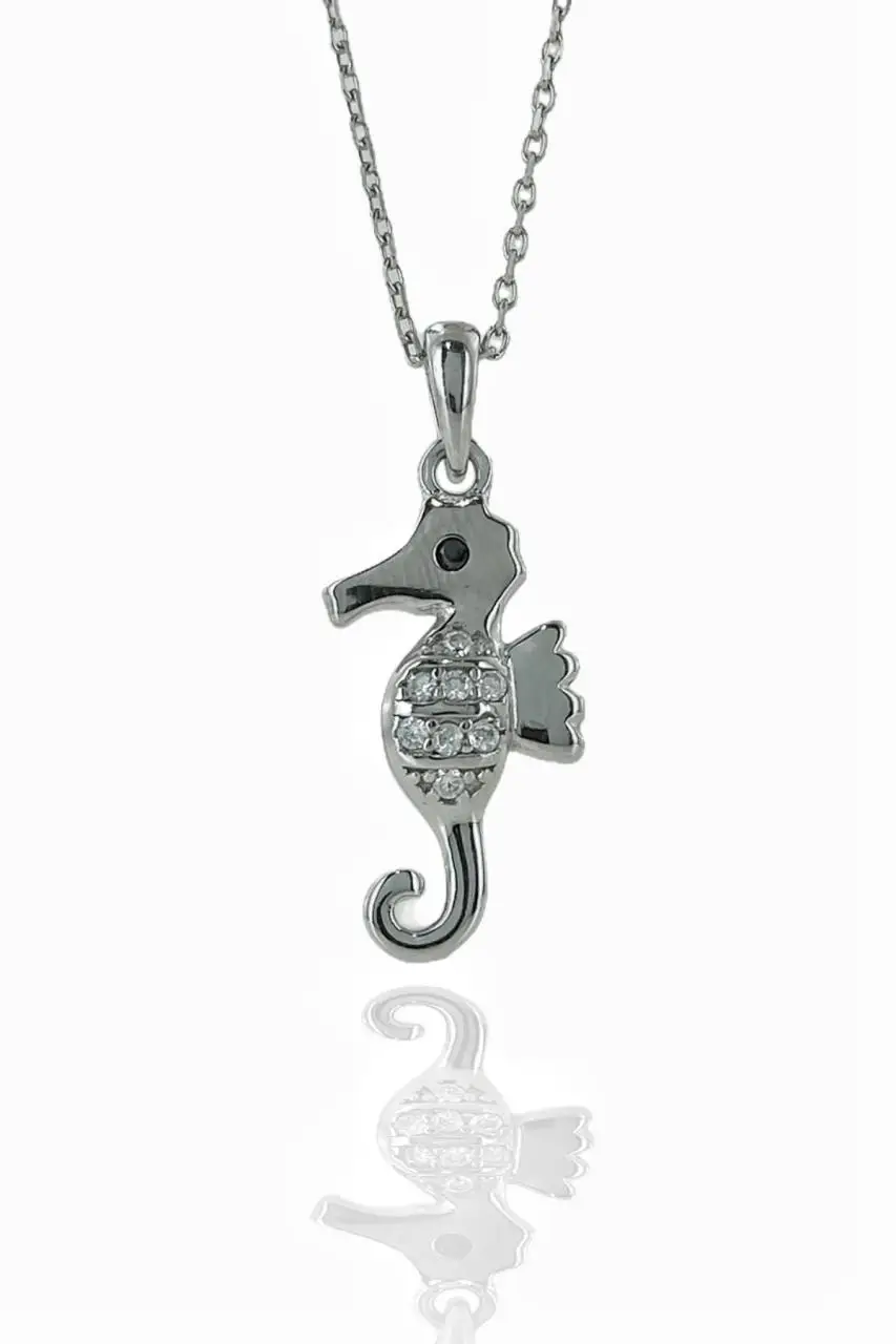 Imported Quality Sea horse Seahorse 925 Silver Necklace