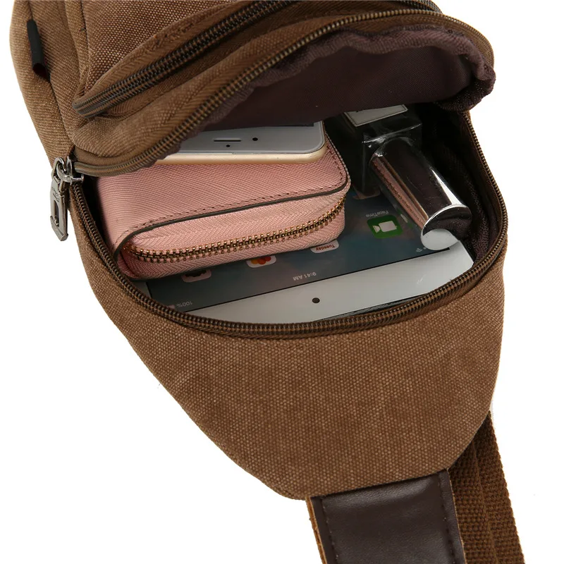 Vintage Canvas Men's Chest Bag Casual Sports Crossbody Bag Male Shoulder Bag Multifunction Man Sling Bag