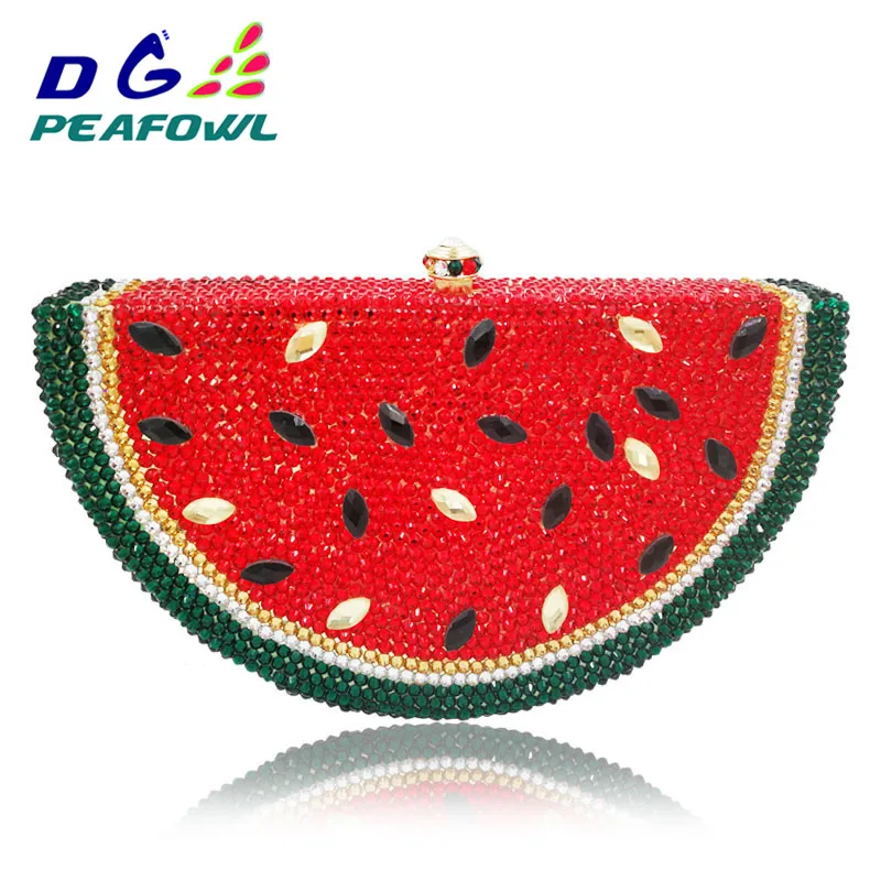 Lady Evening Handbag Diamond Phone Package Bridal Wedding Party Purs Fashion Fruit Watermelon Women Clutch Bag Crystal Clutches