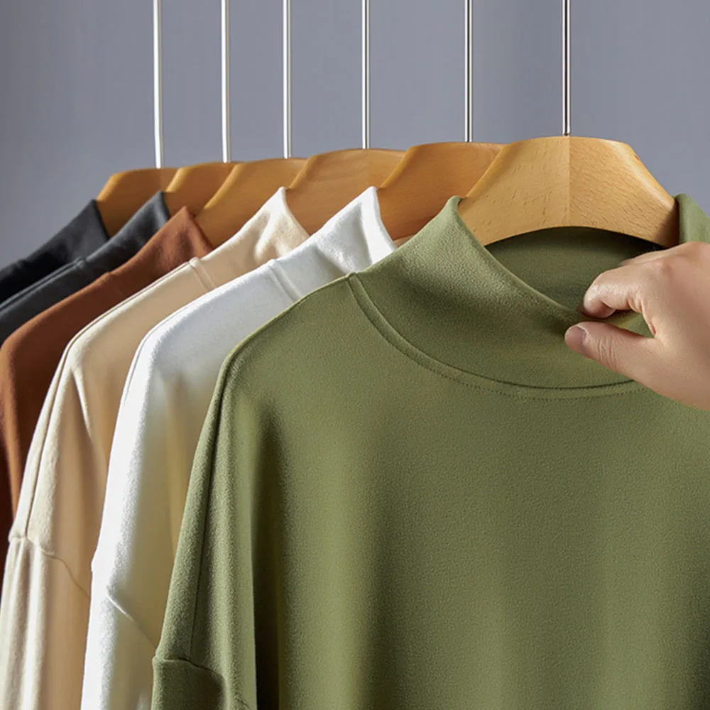 Men's Autumn Winter Clothes Long Sleeve T-Shirts Undershirts Tops Blouse Men Streetwear Sweatshirts Turtleneck Sweater Pullovers