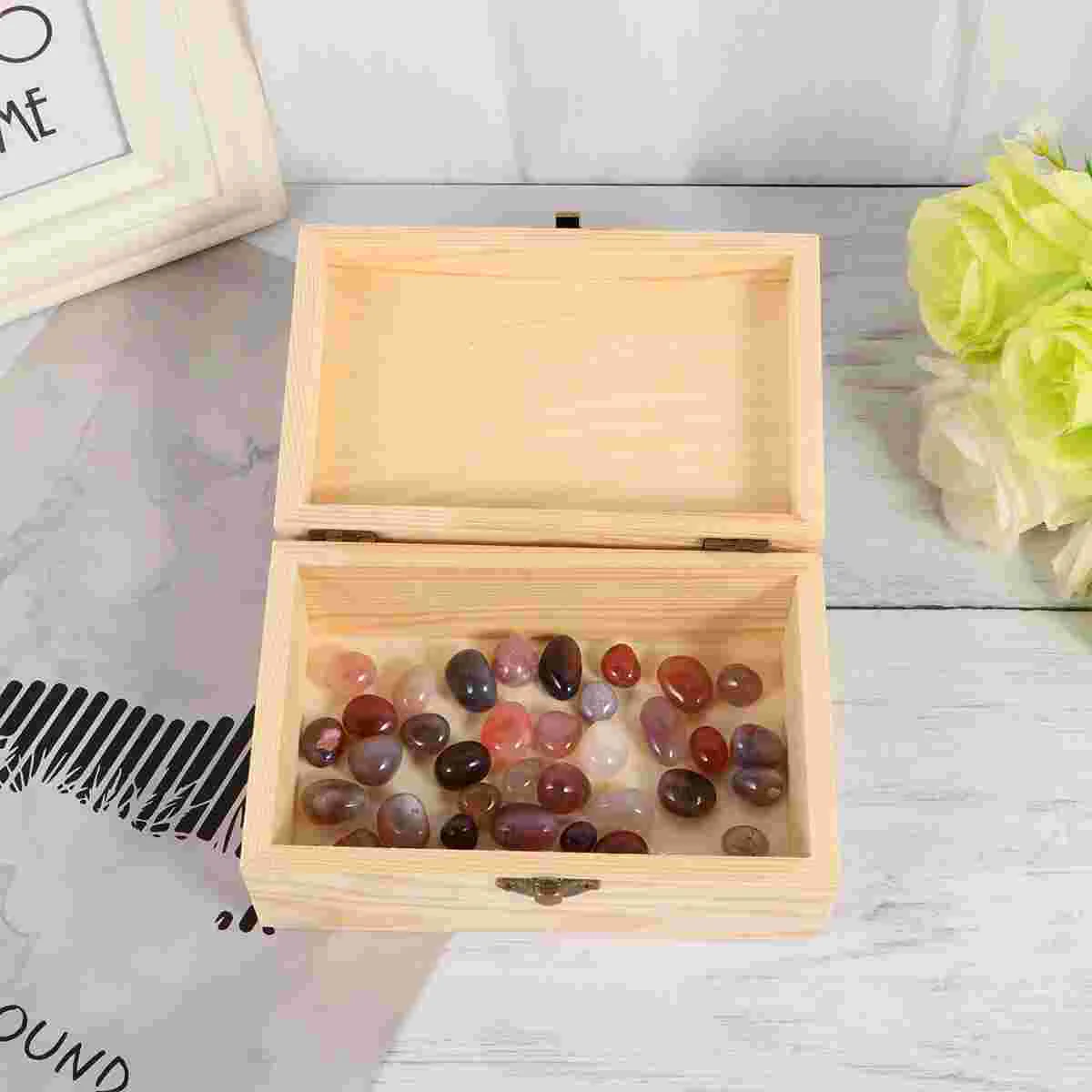 

Box Wood Jewelry Wooden Unfinished Storage Gift Container Organizer Boxes Unpainted Keepsakes Natural Treasure Trinket Vintage