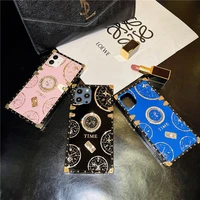 luxury diamond time pattern square phone cases for iphone 13 pro max 12 11 x xs xr 6s 6 7 8 plus se 2020 bling ring holder cover