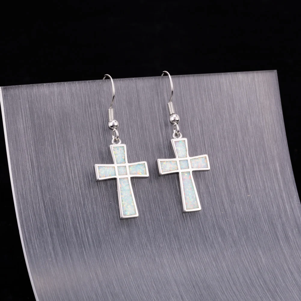 KONGMOON латинский крест белый огненный опал ювелирные изделия для женщин висячие