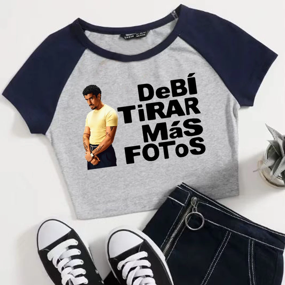 Bad Bunny Debi Tirar Mas Fotos Женская укороченная футболка Футболка для девочек Модные