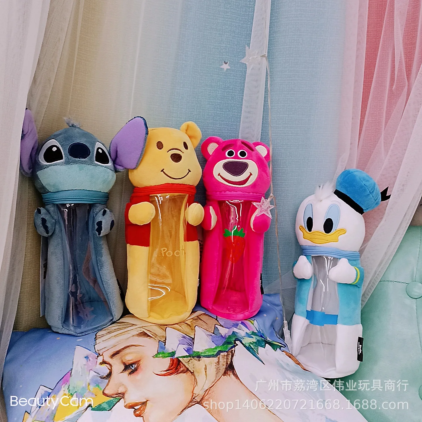 Case Popular Cartoon Girl Heart Transparent Large-capacity Storage Bag Gift