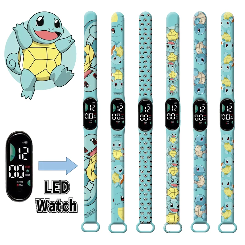 

Pokemon Children's Watch Anime Character Pikachu Squirtle Bulbasaur Charmander LED Waterproof Sports Bracelet Watch holiday gift