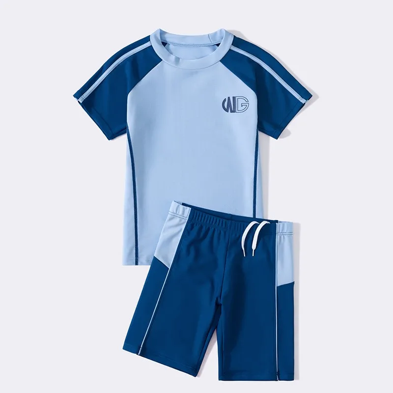 

Children's Swimsuit Boy's Short Sleeve New Split Swimwear Sunscreen Quick Dry Swimming Suit