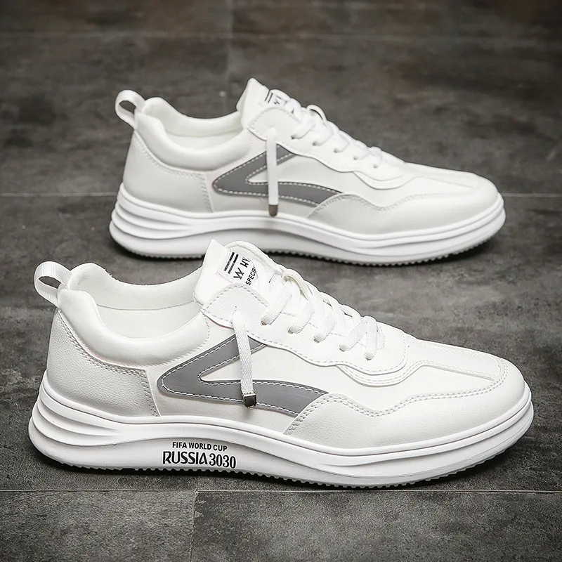 Кроссовки мужские из ПУ кожи низкие кеды повседневная спортивная обувь белые H877 |