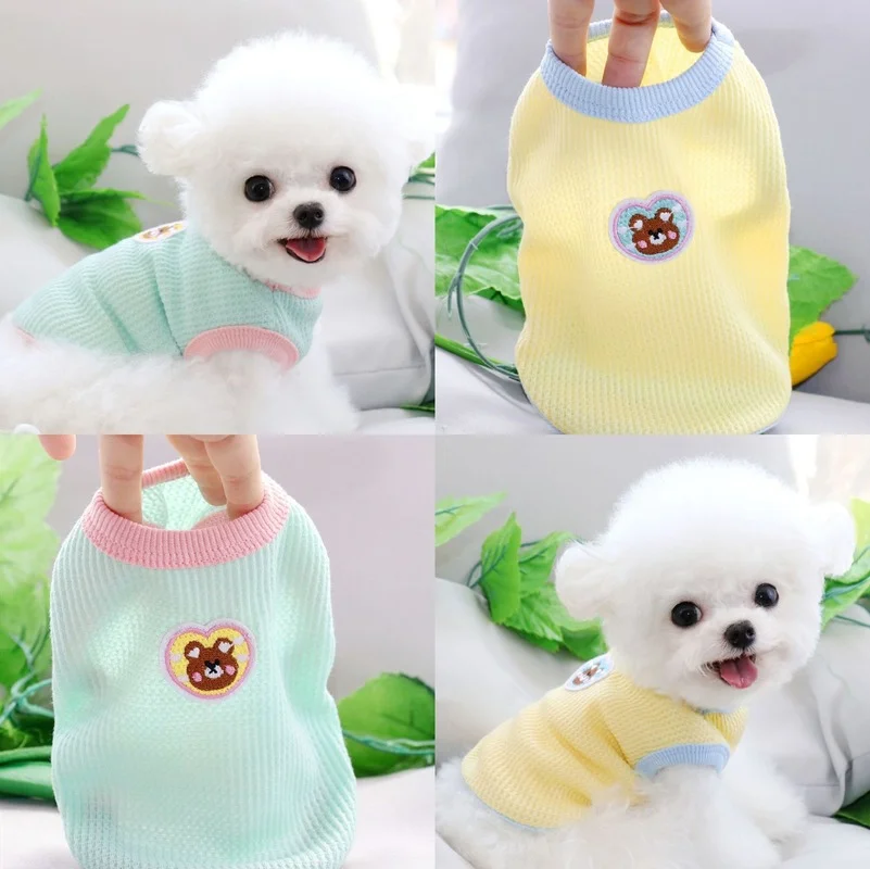 

Puppy Summer Clothes Cute Thin Cartoon Dog Clothes Vest Teddy Labrador Chihuahua Clothing Pet Clothes for Small Medium Dogs Cats