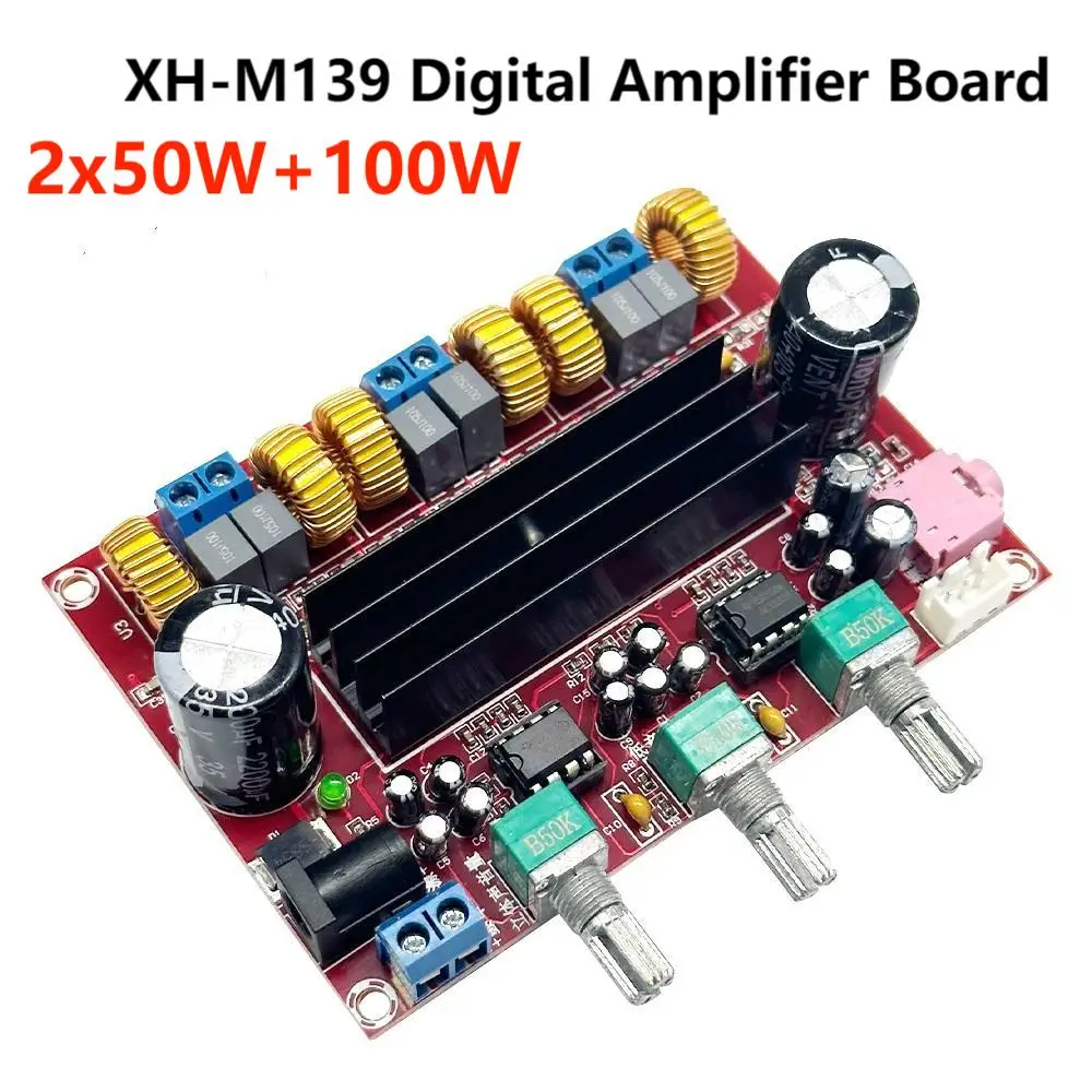 

XH-M139 TPA3116D2 2x 50W +100W 2.1 Channel Digital Power Amplifier Board DC 12-24V 3 Sound Channel Energy Saving Pure HiFi Music
