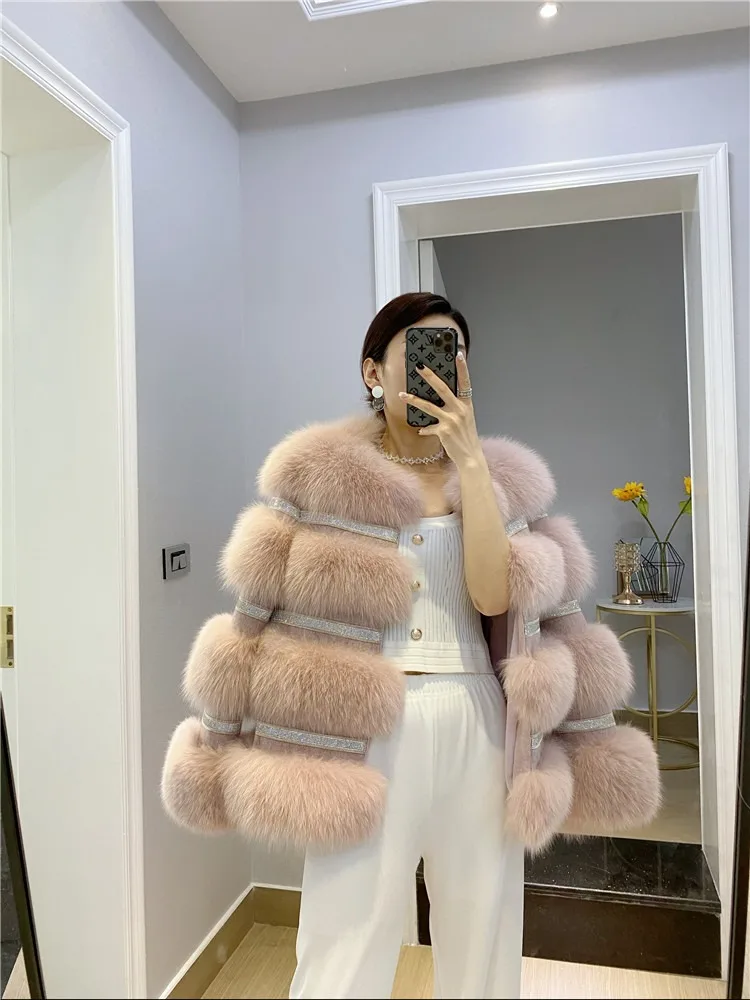 Fangtai 2023 Fashion Natural Real Fox Fur Coat Women Fur coat Winter Warm Luxury Fur Jacket Plus Size Female Vest Saga Furs