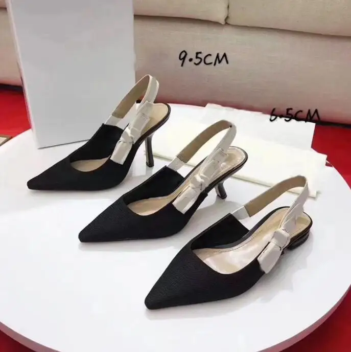 

2022 Luxury Brand Women Sandals Butterfly-knot High Heel Pointed Women Sandals Mesh (Air Mesh) Fashion Low Heels D Sandals 42