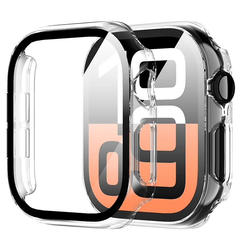 Закаленное стекло + чехол для Apple Watch 10 42 мм 46 матовый жесткий бампер ПК защитный