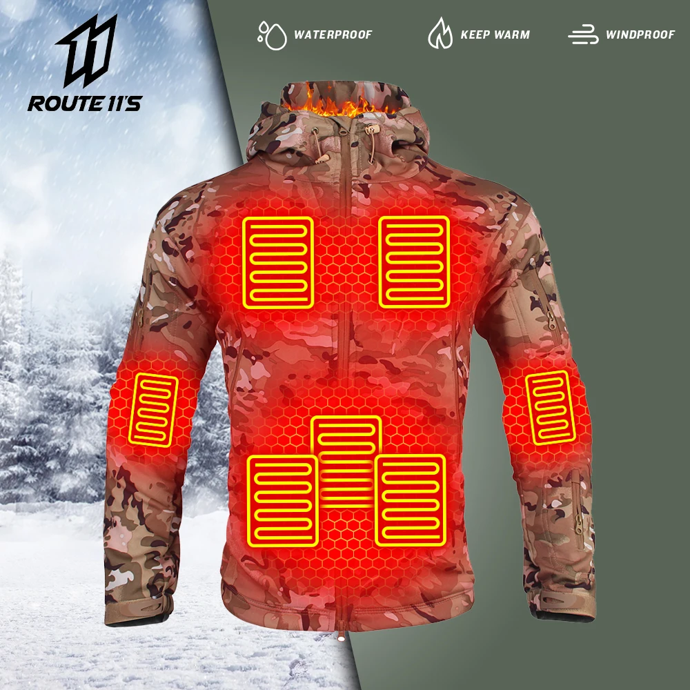 Men Heated Jacket Tactical Winter Warm Heated Clothing Motorcycle Jacket Waterproof  Fishing Clothing Thermal Heated Underwear