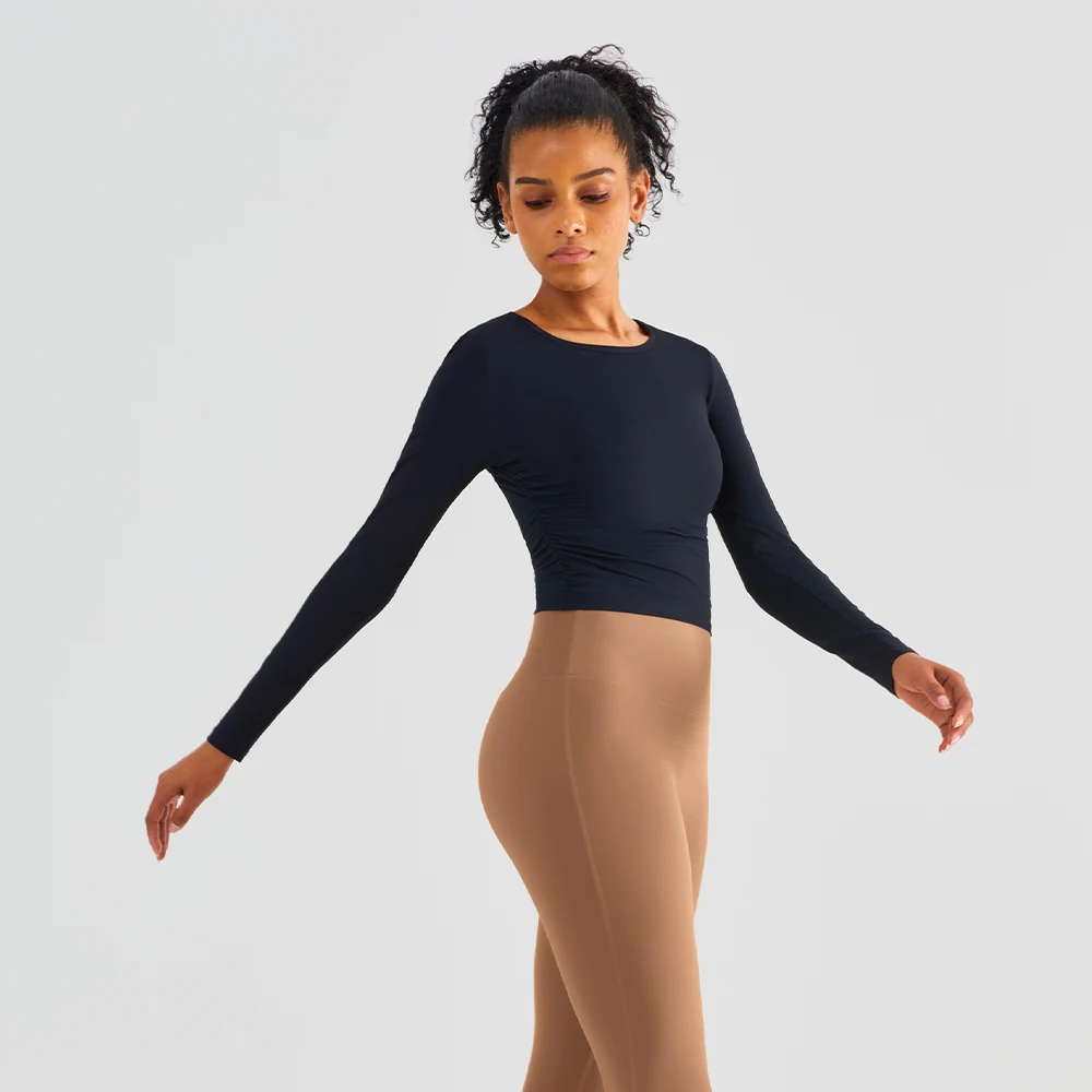 New Vnazvnasi Women Long Sleeve Yoga Shirt High Elastic Slim Waist Sport Top Solid Fitness Gym Yoga T-shirt Quick Dry Sportswear