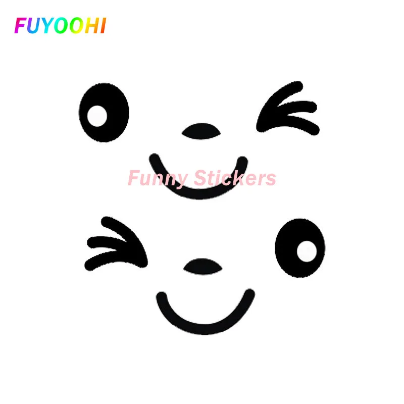 

FUYOOHI Play Stickers Creative Lovely SMILING FACE Reflective Car Stickers Funny Car Stickers Rearview Mirror Sunscreen Decals