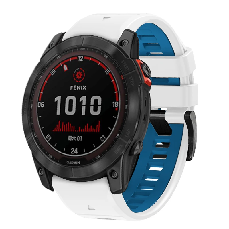 Силиконовый ремешок для Garmin Fenix 7 7X Pro 6 6X 5 5X Plus 3HR PRO двухцветный 22 26 мм