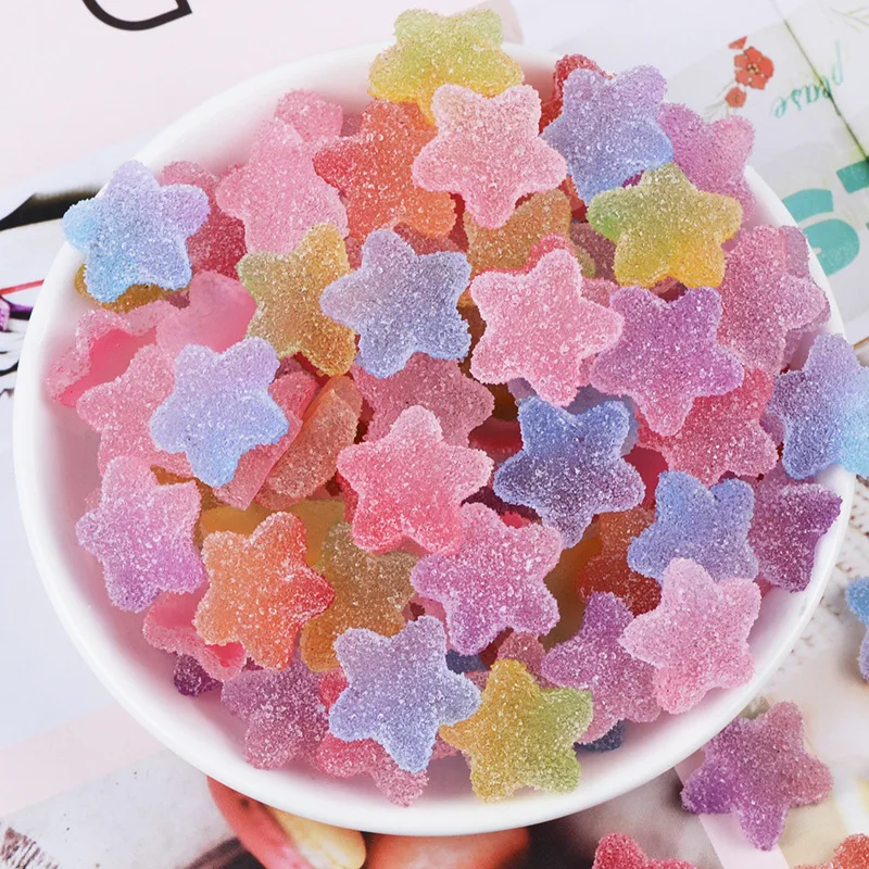 

10/20Pcs 18MM Simulation Stars Candy Flatback Resin Cabochon DIY Scrapbooking Craft Phone Decor Material Hair Accessories