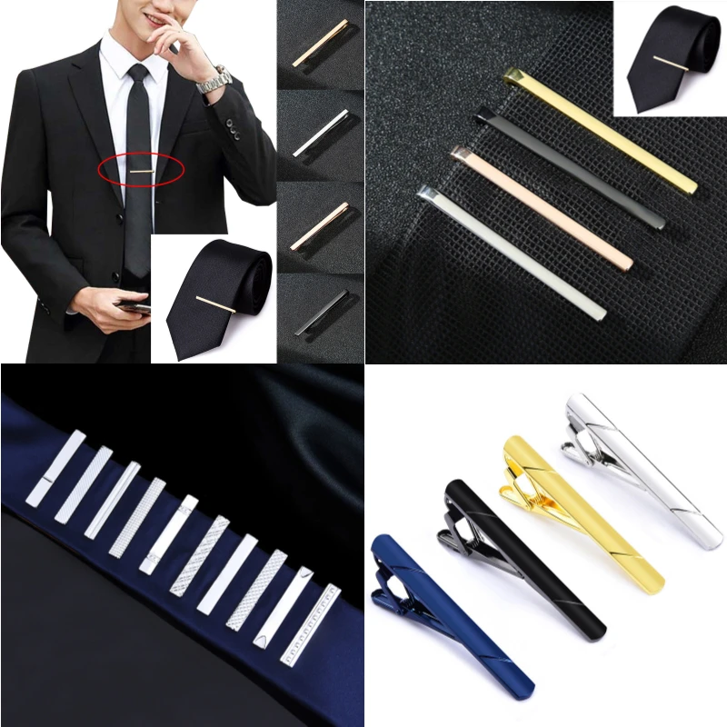 Металлические зажимы для галстука, мужской галстук для рубашек, галстук для свадебной церемонии, Золотая застежка для галстука, мужской дел...
