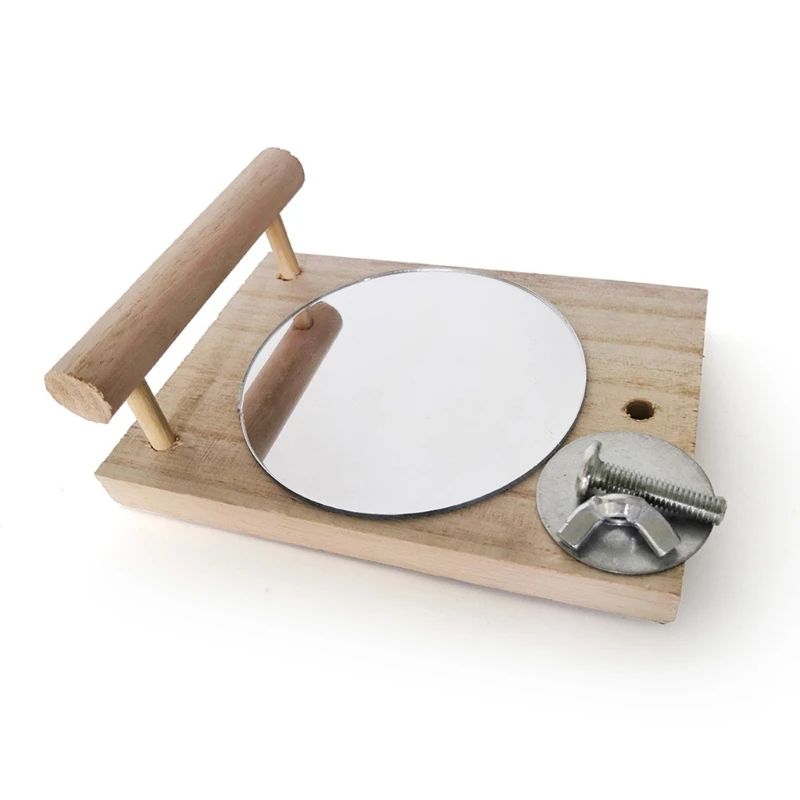 Игрушка-зеркало в виде птицы с деревянной подставкой для окуня-попугая Conures