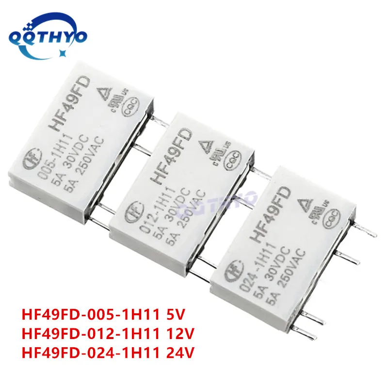 10 шт. миниатюрное силовое реле HF49FD 005-1H11 012-1H11 024-1H11 005-1H12 024-1H12 5В 12В 24В-1H11T -1H12T 5A 4Pin