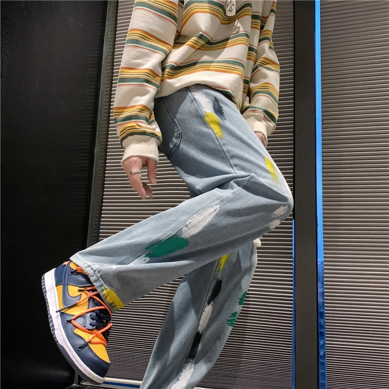 DEEPTOWN Classic Black Jeans Men Streetwear Straight Denim Pants Fashion Loose Casual Trousers Male Hip Hop Youth Korean Spring