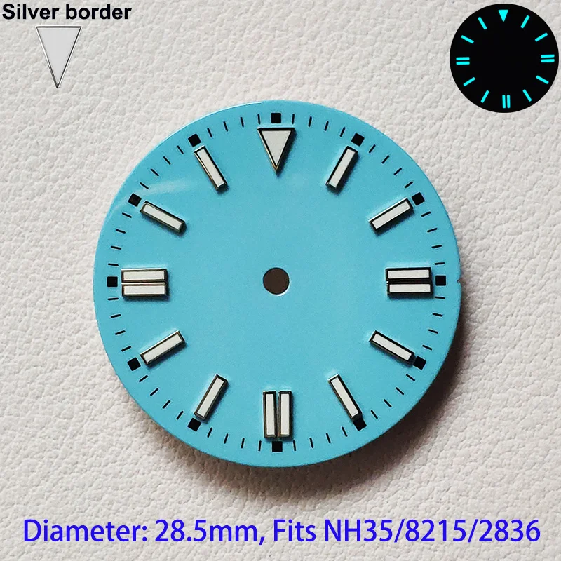 Oyster Watch Perpetual Dial Sterile 28.5mm For NH35 Miyota8215 ETA2836 Movement Custom Logo Men Watch Dials Blue Luminous Cases