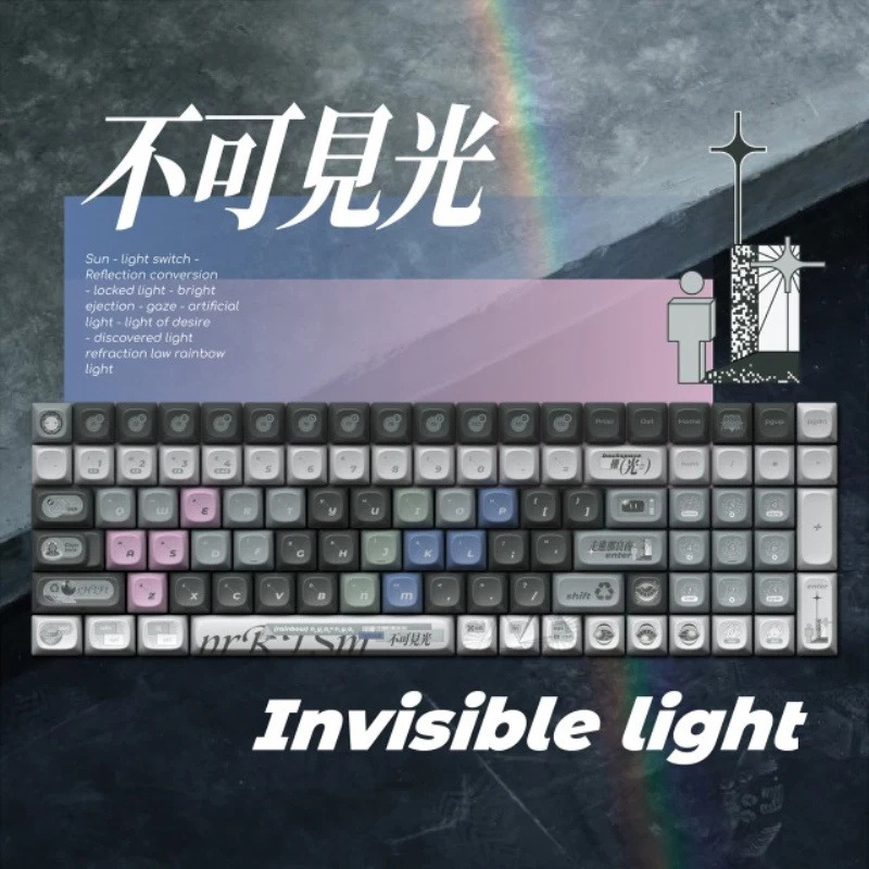 

New Lofree First Touch Wireless Bluetooth Keyboard Invisible Ligh 68 /100 PBT Key Caps Bone Art Green Xiao Qiao Keyboard Buttons