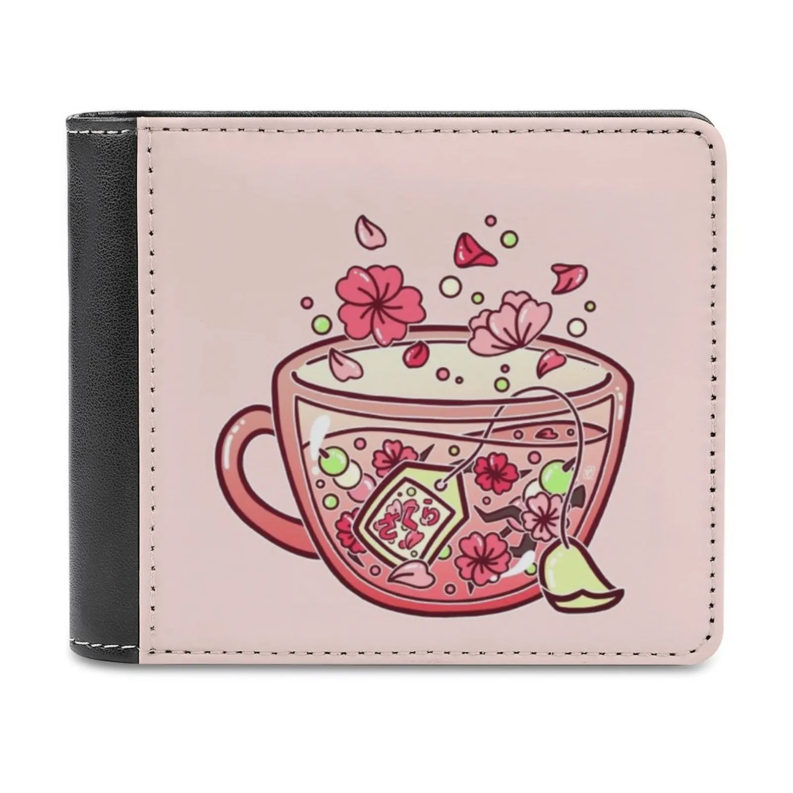 

Glass Sakura Tea Men's Wallet Purses Wallets New Design Dollar Price Top Men Leather Wallet Tea Teacup Tea Party Sakura