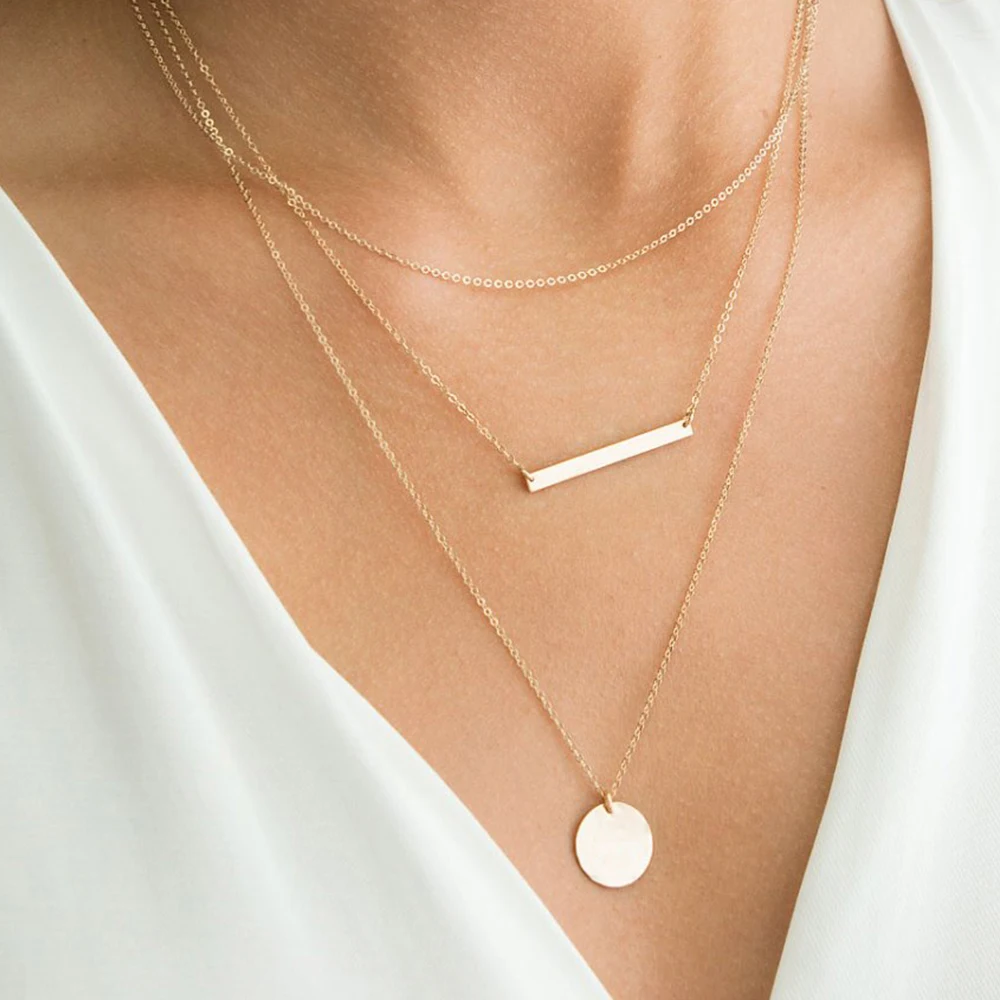 

Orazio Stainless Steel Necklace for Women Gold Color Multilayer Chains Vintage Pendant Necklaces Wedding Party Jewelry Wholesale