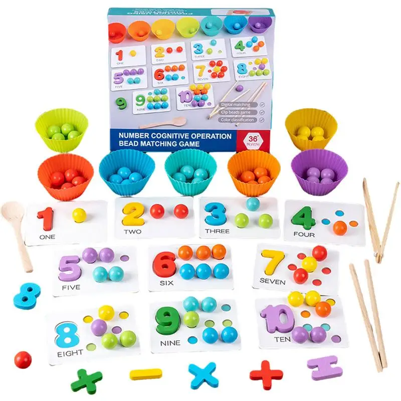 

Деревянные цветные сортировочные Бисер для игр радужные бусины для распознавания цвета Монтессори обучающие игрушки для дошкольного обра...