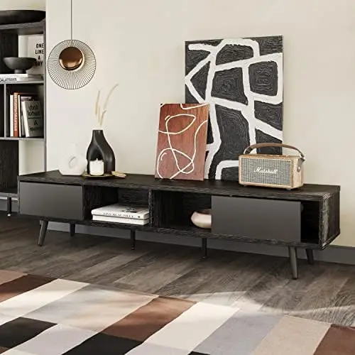 

inch Mid Century Modern TV Stand for 75 inch TV, Low Profile TV Stand with Storage, Entertainment Center for Living Room, Cord M