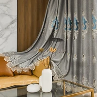 european curtains for living room bedroom embroidered tulle sheer drapes home decor customize luxury gray blackout 02