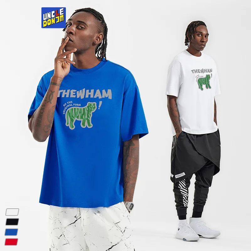 

UNCLEDONJM Tiger print graphic t shirts Hip-Hop Summer streetwear oversized retro men t shirt Tops Tees Dropshipping