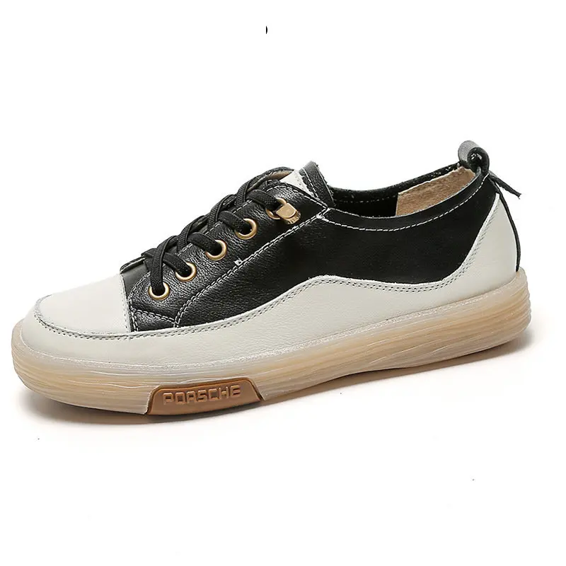 

2.5cm Full Cow Genuine Leather Summer Cowhide Fall Summer Women Round Toe Lace Up Comfy Ladies Nurse Flats White Shoes