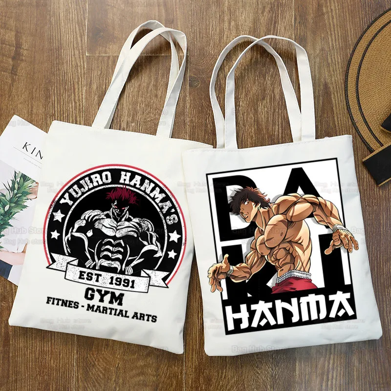 

Сумки для покупок Baki Hanma, сумка для покупок в стиле аниме манга, сумка-тоут Yujiro, сумка на плечо, холщовые сумки, большая сумка