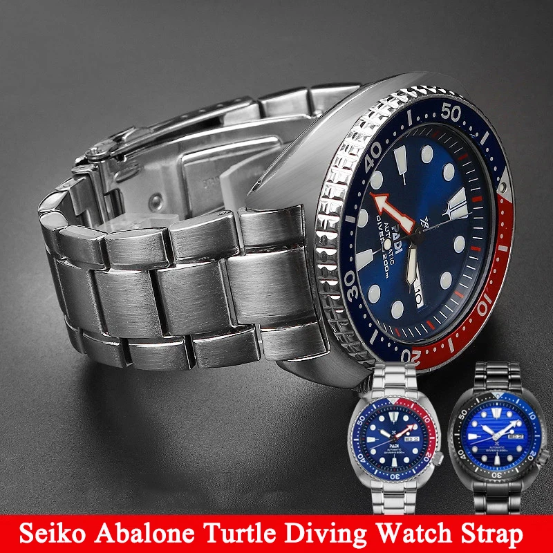 

22mm Solid Stainless Steel Watchband For Seiko Abalone Turtle Diving Watch SRPE99K1 Strap 773srp774srp777 Men Wristband Bracelet