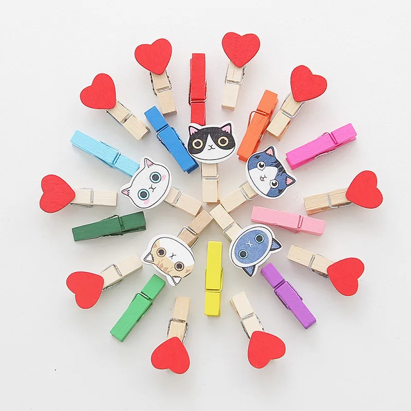 

20 шт., декоративные деревянные зажимы для фотографий, 3,5 см