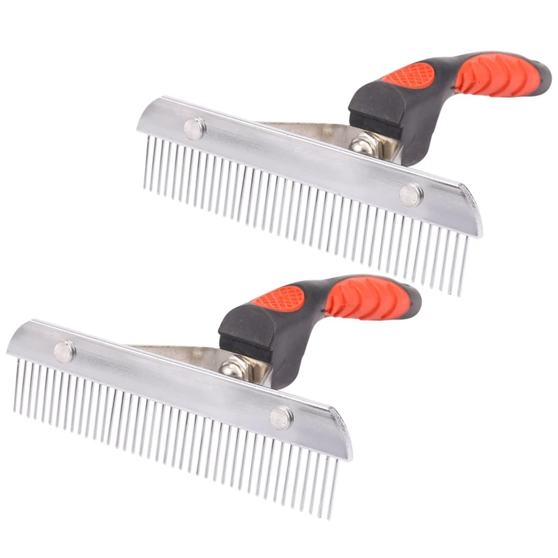 

2X Pet Comb Extra-Large Rake Comb Grooming Brush Deshedding Tool Beauty Comb For Large Dogs Golden Retriever Husky