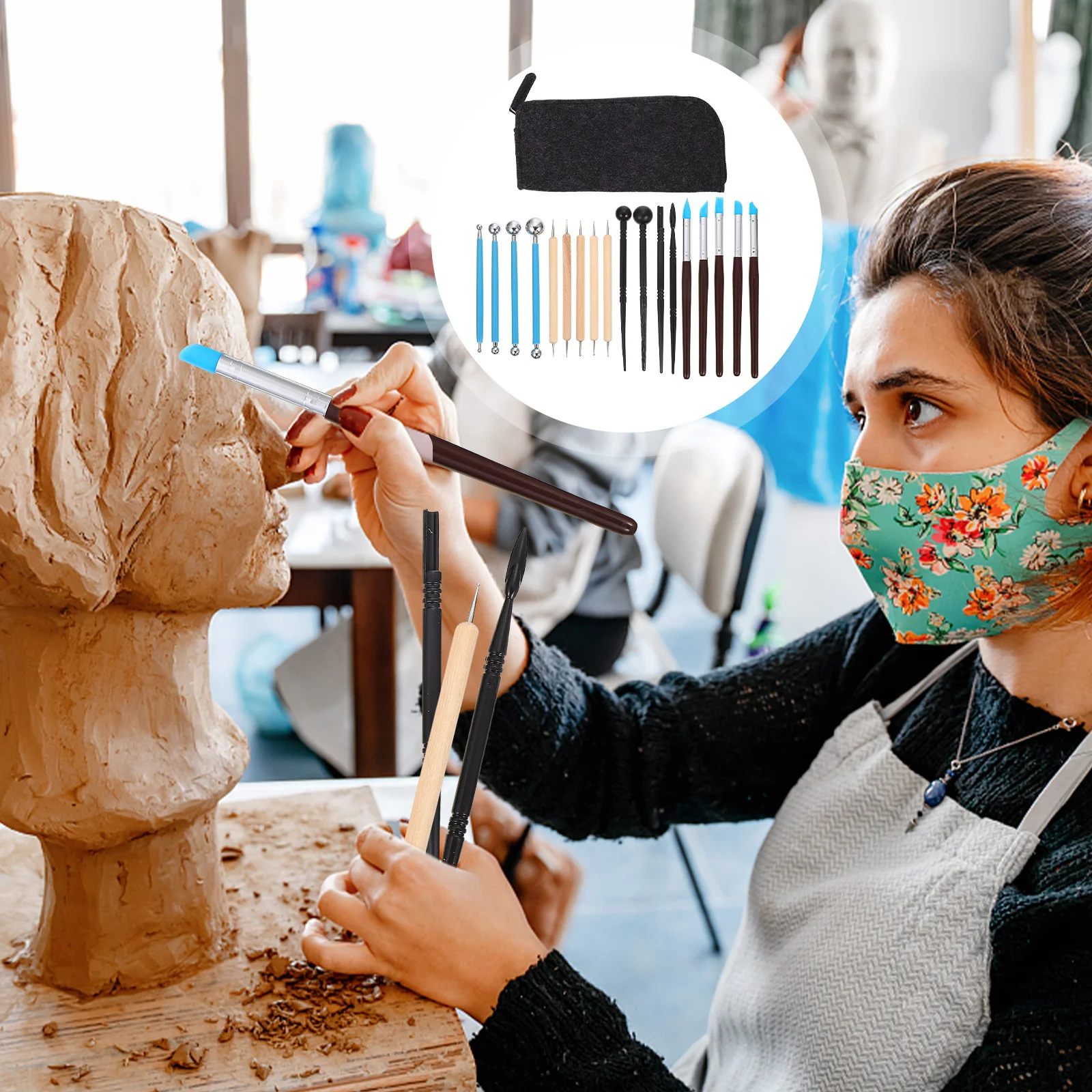 

1 Set of Portable Creative DIY Pottery Modeling Tool Clay DIY Tools Polymer Clay Tools for Carving Handcraft Kids