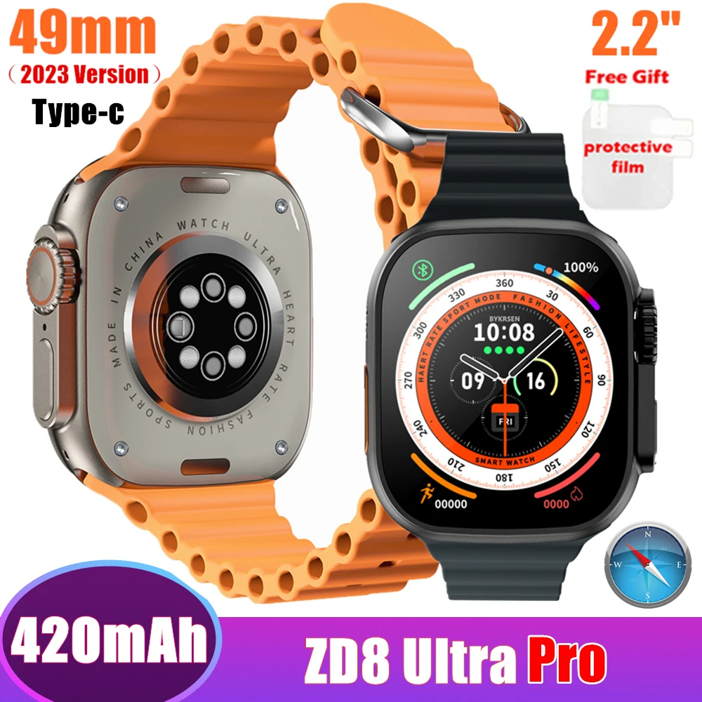 

Смарт-часы ZD8 Ultra Pro мужские с компасом, 420 мАч, 520*585, 49 мм, 2,2 дюйма