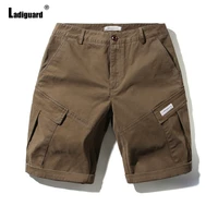 ladiguard plus size men cargo shorts 2022 stand pocket bottom summer buttons up shorts male outdoor casual beach short pants